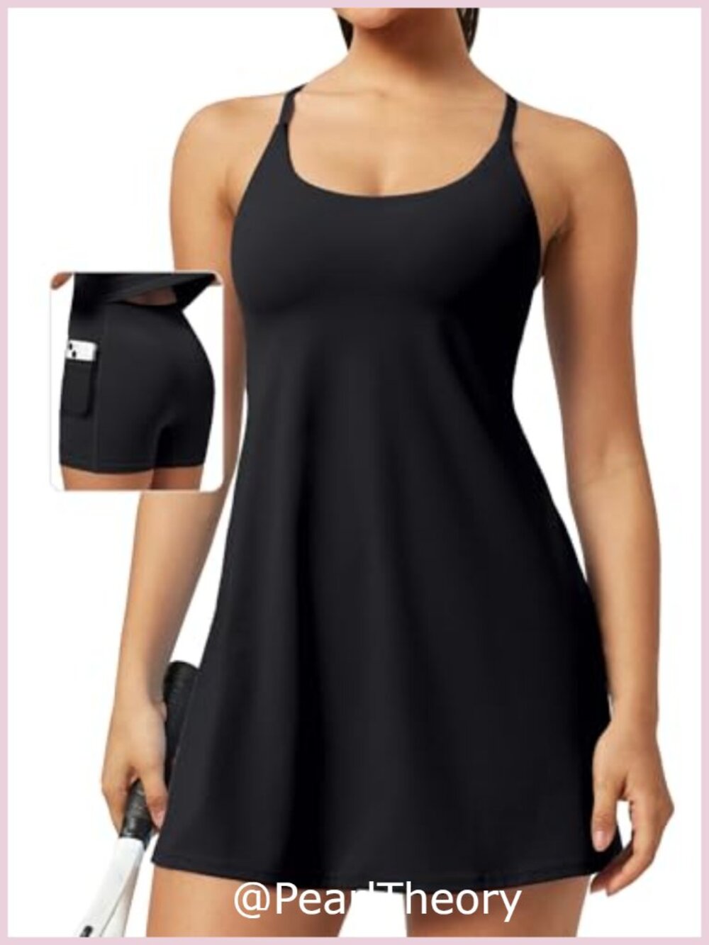 Ewedoos Athletic Tennis Dress with Shorts Underneath U Neck Adjustable Straps